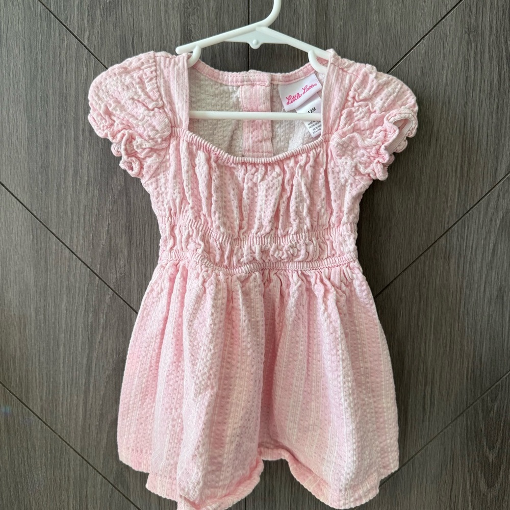 Little Lass Pink Textured Baby Girl Dress